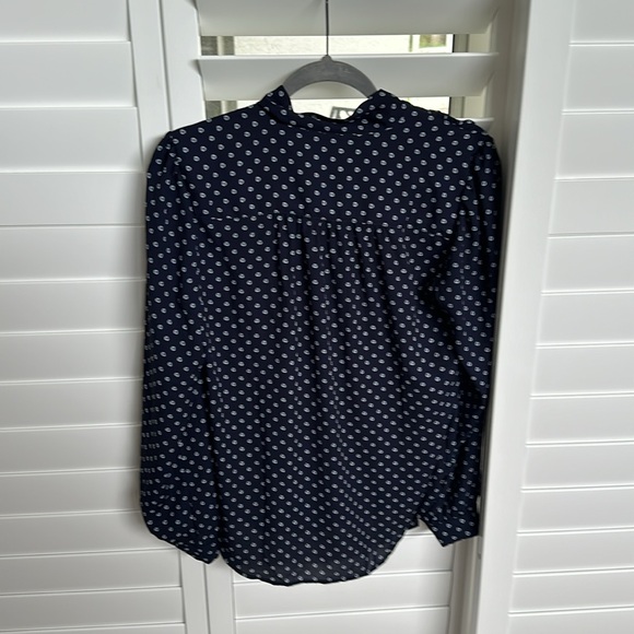 J Crew Navy Dot Tie Nexk Blouse Size 4 - Picture 6 of 7